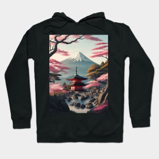 Serene Mount Fuji Sunset - Peaceful River Scenery Hoodie